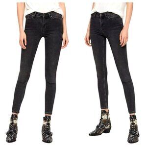 All Saints Jeans‎ Women 27 Gray Washed Black Grace Slashed Distressed Skinny